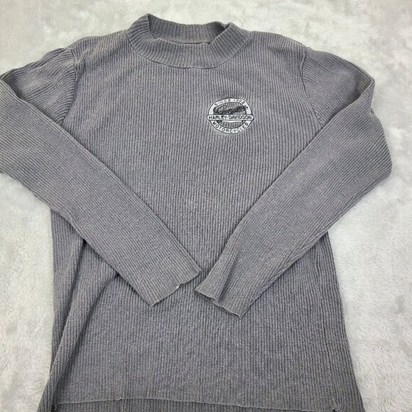 Harley-Davidson‎ Women Sweater  Cotton Long Sleeves Gray Size Medium - Picture 1 of 6